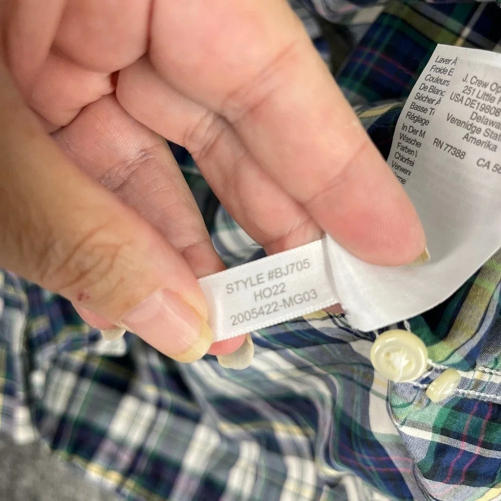 J.‎ Crew Shirt Mens M Classic Fit Plaid Secret Wash Shirting 100s 2-Ply Yarns